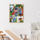 5D DIY Diamond Painting Full Square Drill Fence Birds Mosaic Crafts Home De