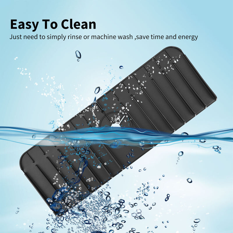 Silicone Kitchen Faucet Absorbent Mat Sink Water Splash Odor Guard (Black) Newly
