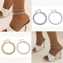 Jewelry Adjustable Chunky Chain Diamond Anklet Layered Accessory Cuban Link