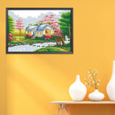 DIY Cross Stitch 11CT Stamped Print Artwork Pleasant House Canvas Kit Needlew