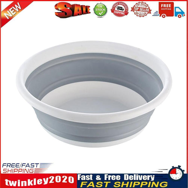 Collapsible Washing Basin Outdoor Travel Folding Silicone Bucket (Grey) Newly