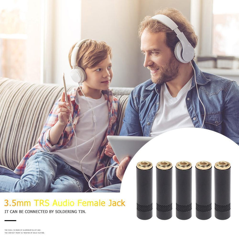 5pcs 3.5mm Female Stereo Headset 3-Pole 3.5mm Audio Adapter Connector Converters