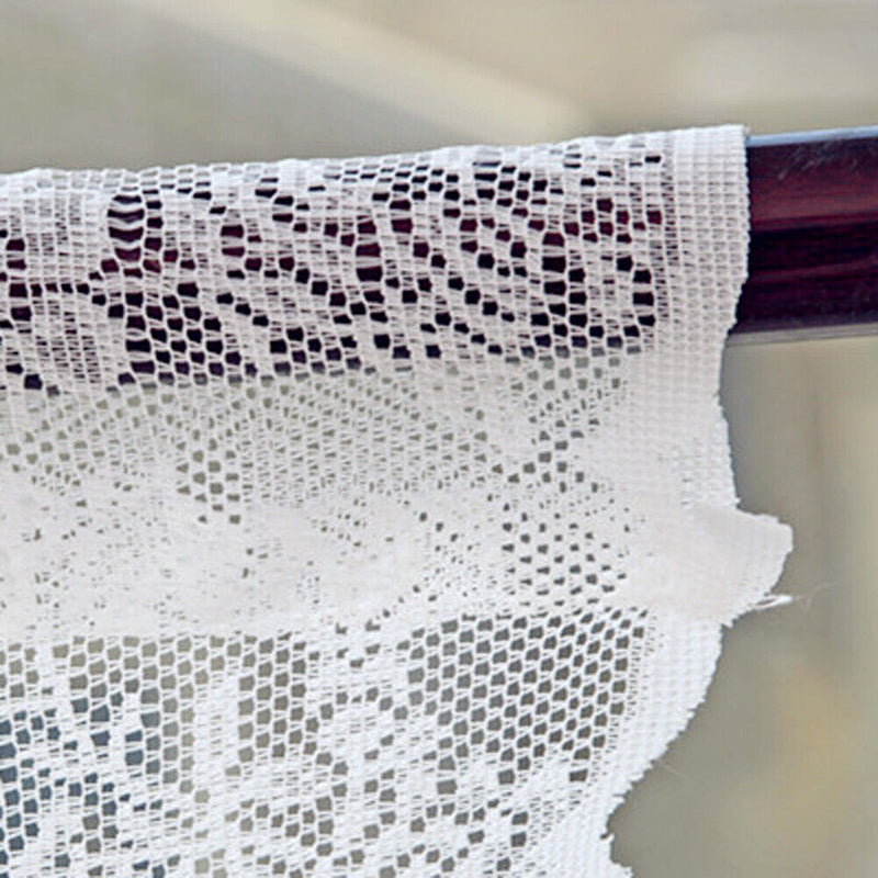 Door Window Sheer Curtain Drape Panel Leaf Voile Tulle Scarfs White