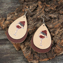 Classic Wine Glass Christmas Hat Drop Earrings Women Leather Ear Dangles Jewelry