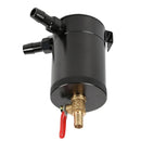 2-Port Baffled Oil Catch Can Tank Reservoir with Drain Valve Black Universa