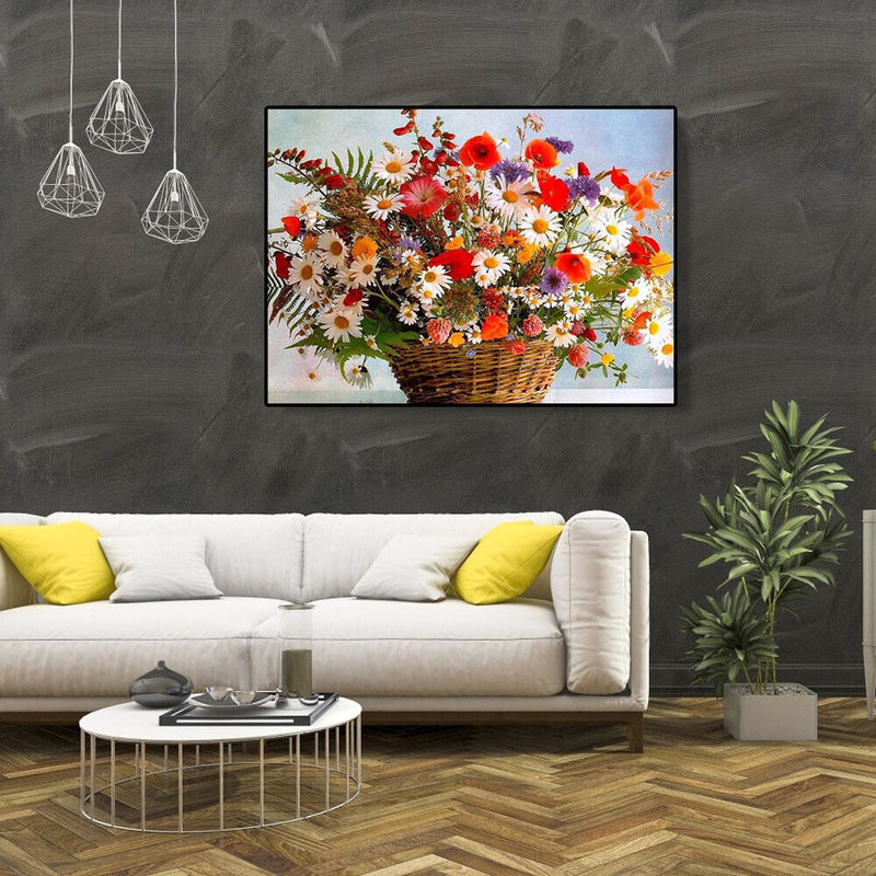 Painting By Numbers Kit DIY Basket Flower Canvas Oil Art Picture Craft