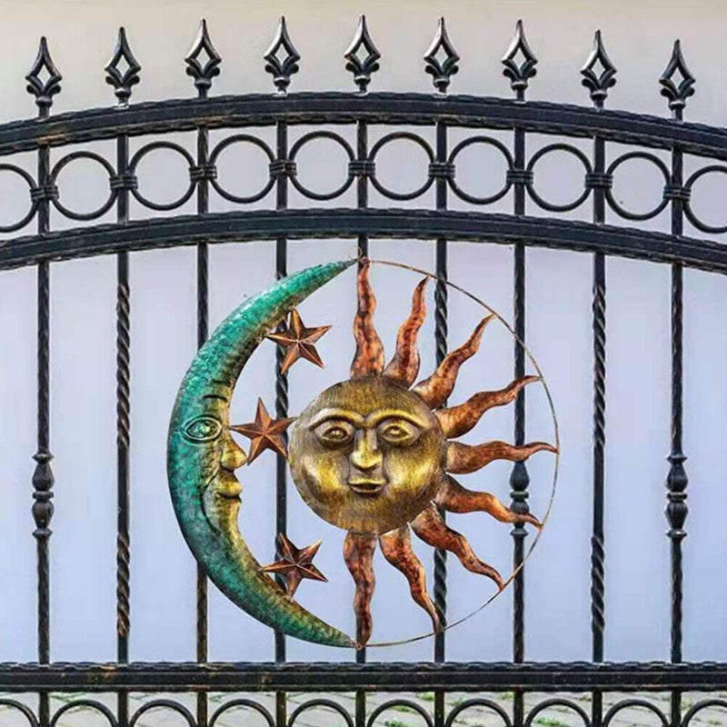Metal Moon Sun Hanging Pendant Wall-mounted Art Craft Home Background Wall Decor