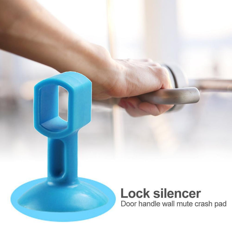 2pcs Doorknob Wall Mute Crash Pad Cushion Door Handle Lock Silencer (Blue) Newly