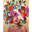 Girl with Flowers Oil Paint By Numbers Kit Frameless Drawing Picture Wall Decor