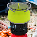 Outdoor Folding Silicone Kettle Portable Mini Boiling Pot w/ Handle (Green)