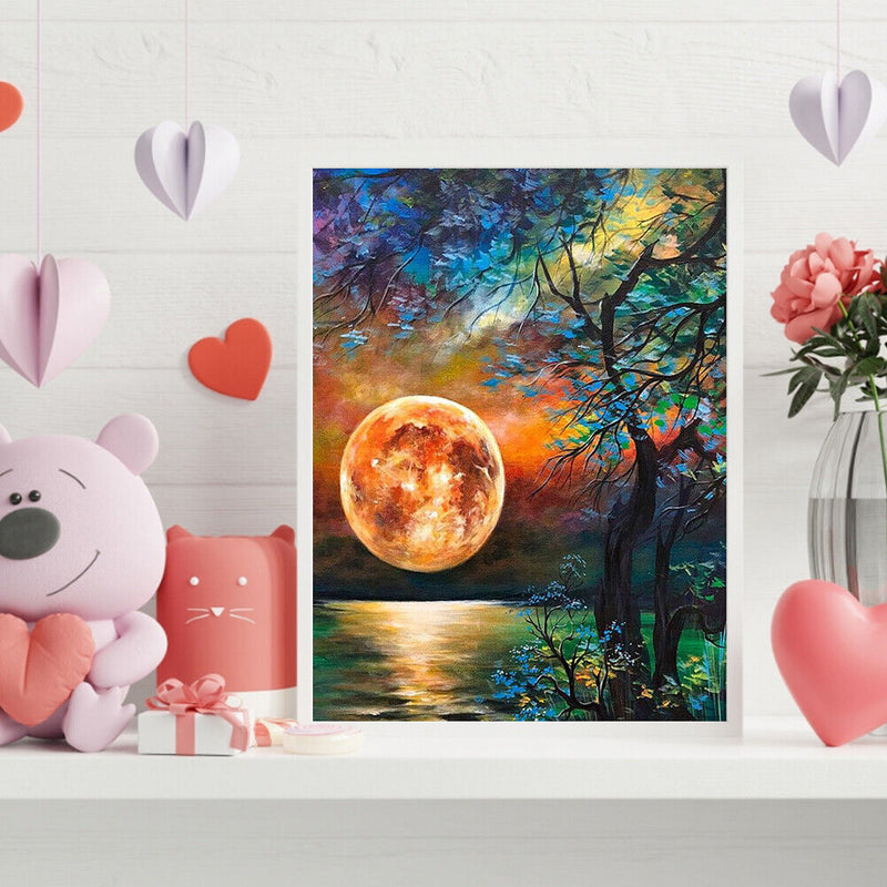 Canvas Paint By Numbers Sea Moonscape Oil Hand Painted Drawing Home Decor