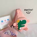 Kids Chest Bag Cute Fanny Cartoon Cross-body Money Pouch (Pink Dinosaur)