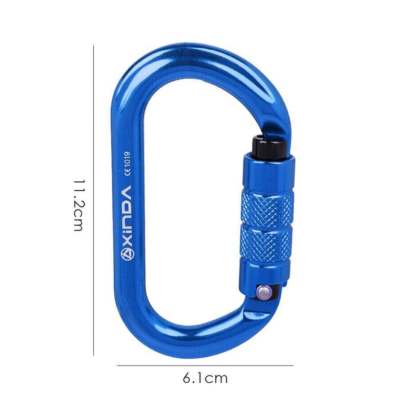 25KN O Shape Safety Auto Master Lock Carabiner Rock Climbing Buckle (Blue) Newly