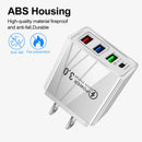 3 USB Fast Charger 3.1A PD Type-C Wall Power Adapter for Phone (White US)