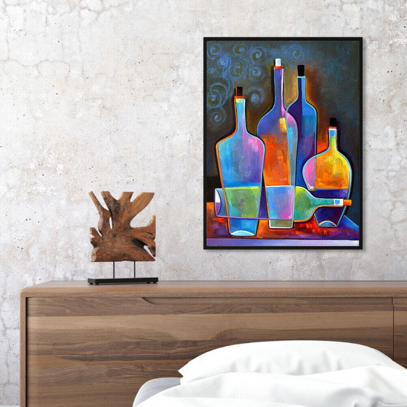 Oil Paint By Numbers Bottle Frameless Picture Craft Kit for Room Decoration