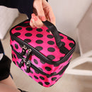 Double Layer Cosmetic Bag Travel Makeup Storage Case (Red+Black Dot) Newly