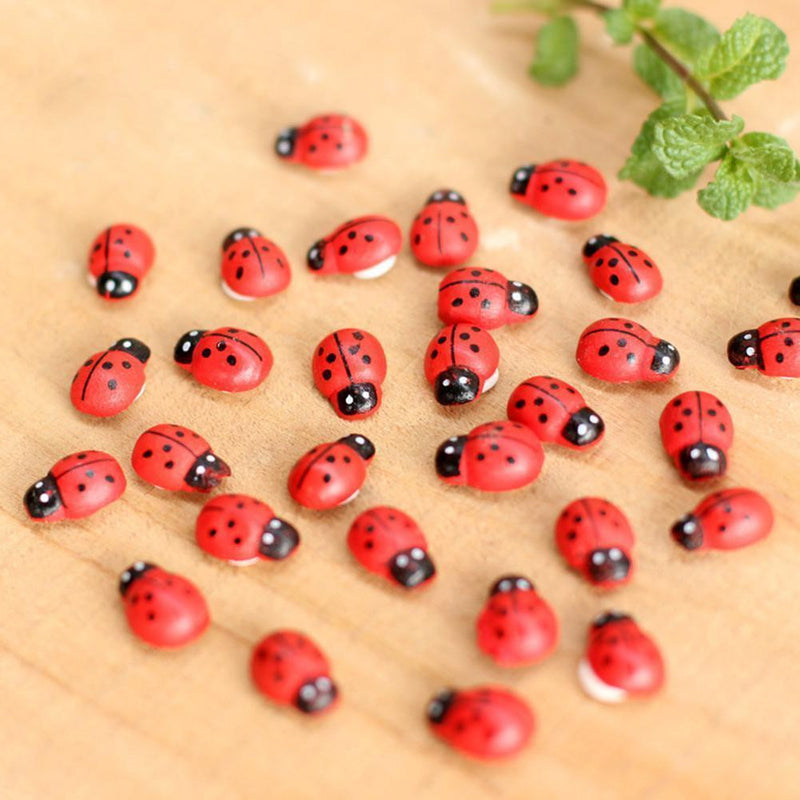 100x Mini Self Adhesive Wooden Ladybird Stick On Lady Craft Card Wood Bu hot.