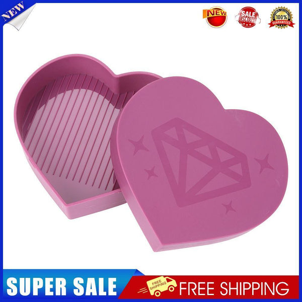5D DIY Diamond Painting Tray Plastic Heart Shape Drill Plate (Light Purple)