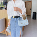 Fashion Women Butterfly Chain PU Underarm Bag Casual Small Handbags (Blue)