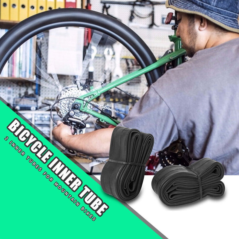 2x Bicycle Inner Tube Tires MTB Bike AV Butyl Rubber Tyres (24x1.75/2.125)