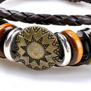 Unisex Retro Handmade Totem PU Leather Ornament Bracelet Gift for Lovers(2)