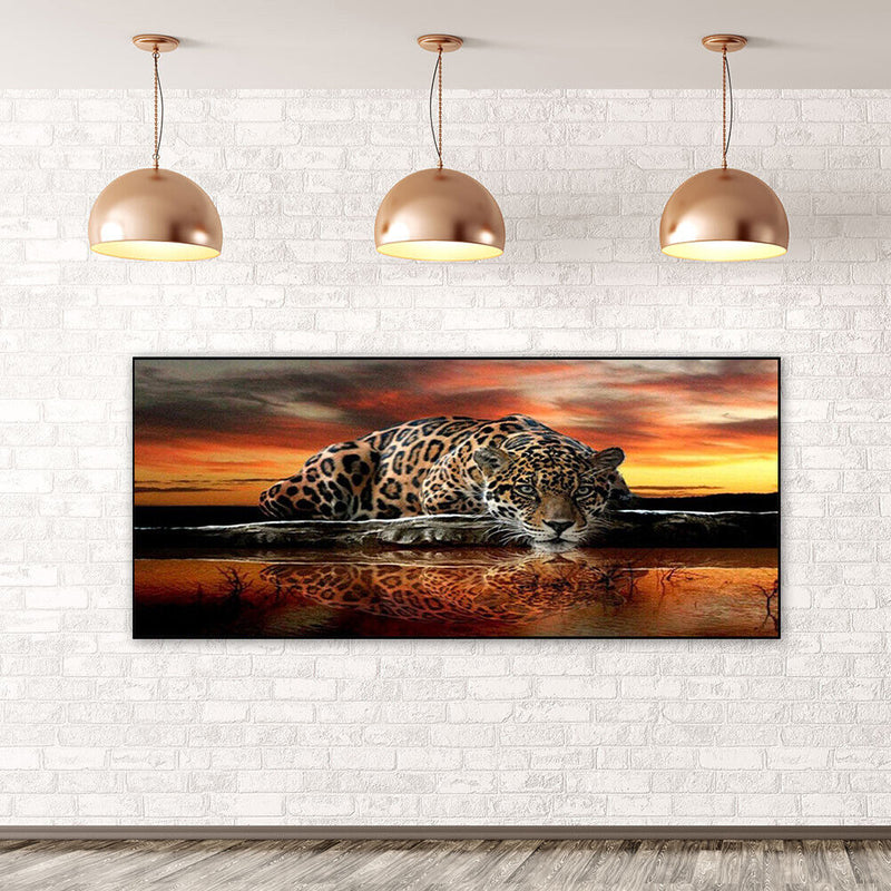 Sunset Leopard Oil Paint By Numbers Kits Canvas Picture DIY Home Decoration Gift