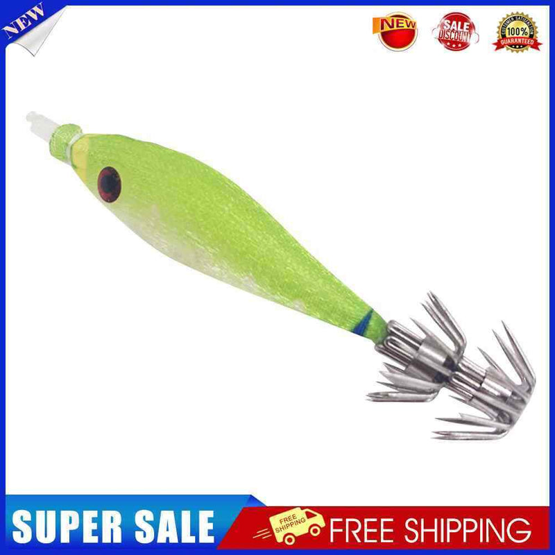 2pcs 7cm 4g Luminous Artificial Wood Shrimp Bait Hook Fishing Lures (Green)