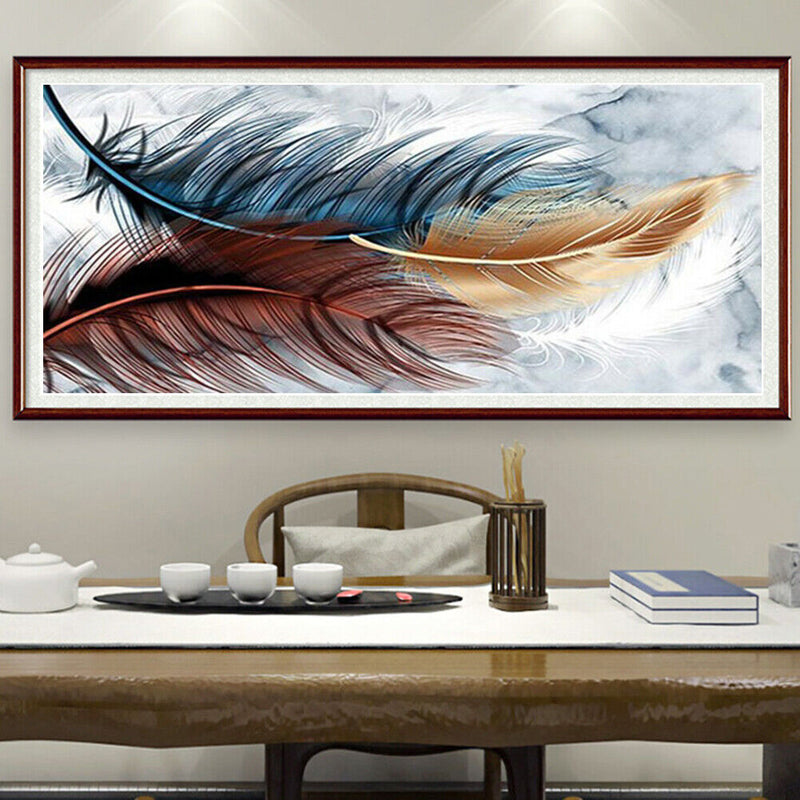 5D Diamond Painting Feather Full Round Mosaic Picture DIY Home Decor 80x40cm