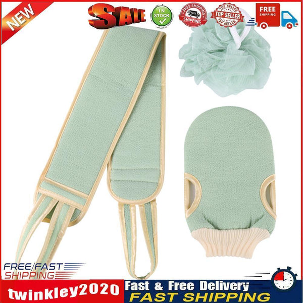 3pcs Bath Towel Shower Cleaning Back Scrubber Massage Brush Glove (Green) Newly