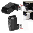 USB3.0 Hub Adapter Rotate High Speed U Disk Reader Splitter 3-Port (Black)