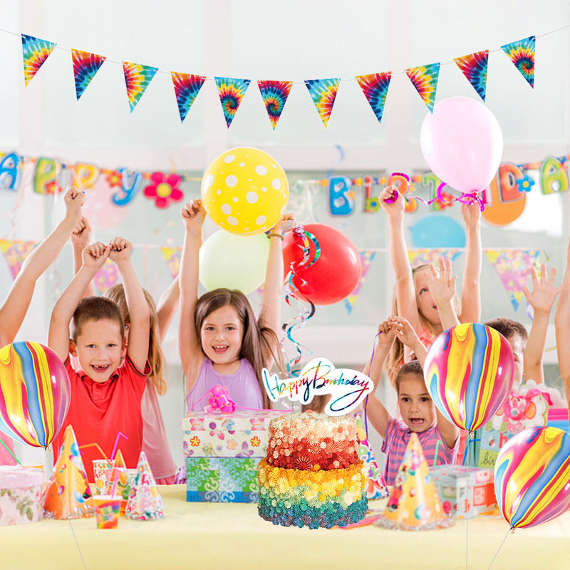 Birthday Party Decorations Set 31pcs Tie Dye Happy Birthday Supplies Banner