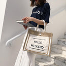 Women Linen Tote Shoulder Bags Fashion Lady Print Daily Handbag Fresh Beach Bag
