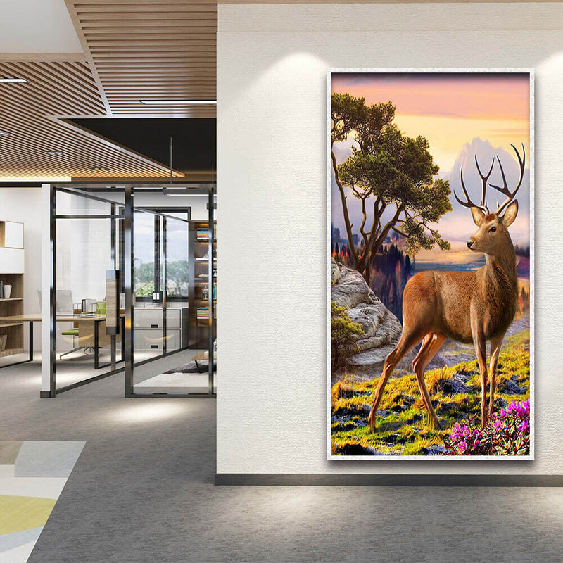 DIY Mosaic Picture Round Diamond Painting Deer Cross Stitch Rhinestone Bead Art
