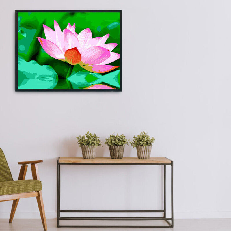 DIY Digital Painting By Numbers Lotus Frameless Canvas Picture Home Decoration