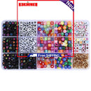 500pcs Mixed Square Alphabet Letter Beads and Round Beads Charms Acrylic Beads