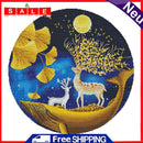 Partial Embroidery Printed 11CT Ginkgo Leaf Elk Needlework DIY Cross Stitch Kits