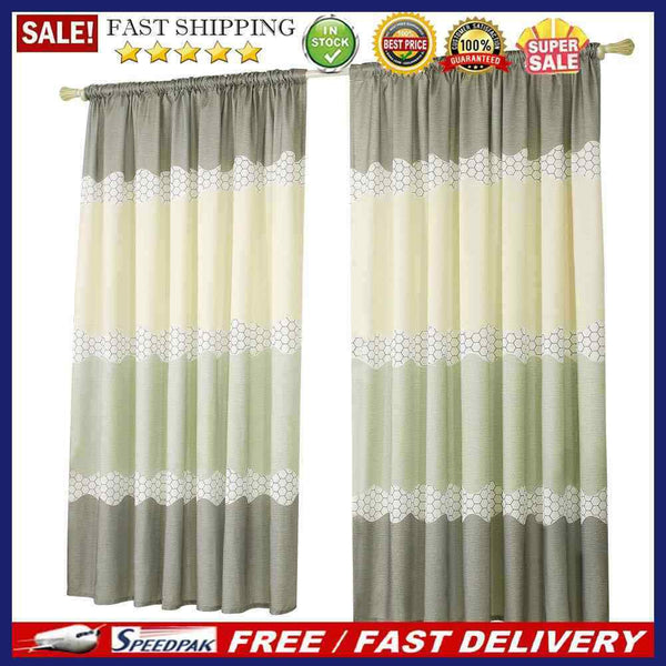 Geometry Semi Blackout Curtains Home Windows Tulle Sheer Drape (Green Grey
