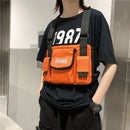 Punk Women Oxford Cloth Vest Bag Street Hip Hop Sport Solid Chest Shoulder Packs