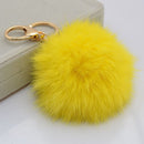 Fashion Brand Fluffy Rabbit Fur Pompom Ball Cars Charm Key Chain for Women Gi