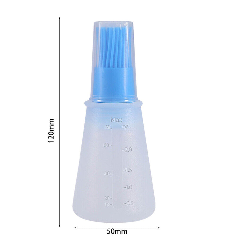Silicone Oil Bottle with BBQ Grill Oil Brush Baking Kitchen Tools (Blue)
