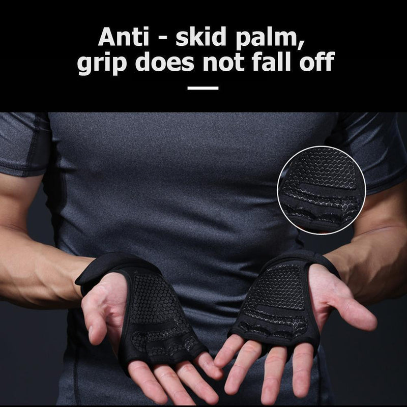 Sports Fitness Lifting Training Anti-skip Gloves Winding Bracer (Black/L)