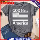 Independence Day Print Flag Letter T-Shirt (Grey XL)