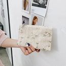 Fashion Women Woven Lace Flower Small Wallet Purse Casual Clutches (White)