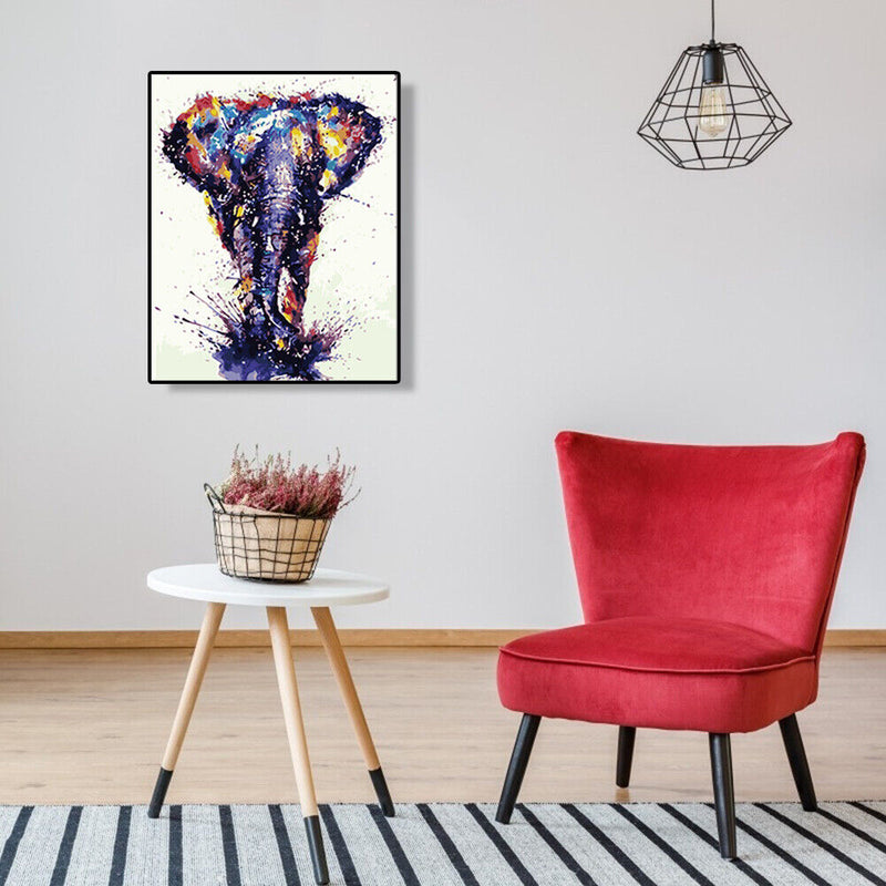DIY Digital Oil Painting By Numbers Walking Elephant Canvas Frameless Picture