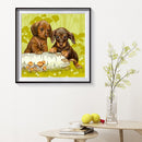5D DIY Two Puppies Full Round Drill Mosaic Diamond Painting Kit Wall Rhinestone