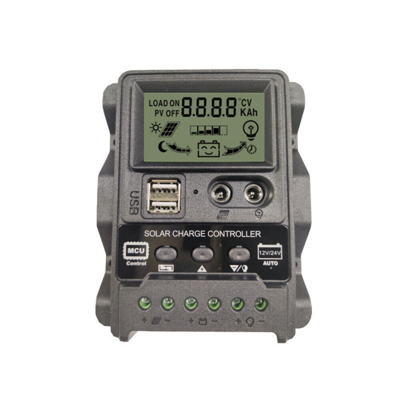 12V/24V Current Display Dual DC Solar Power Panel Charger Regulator Controller