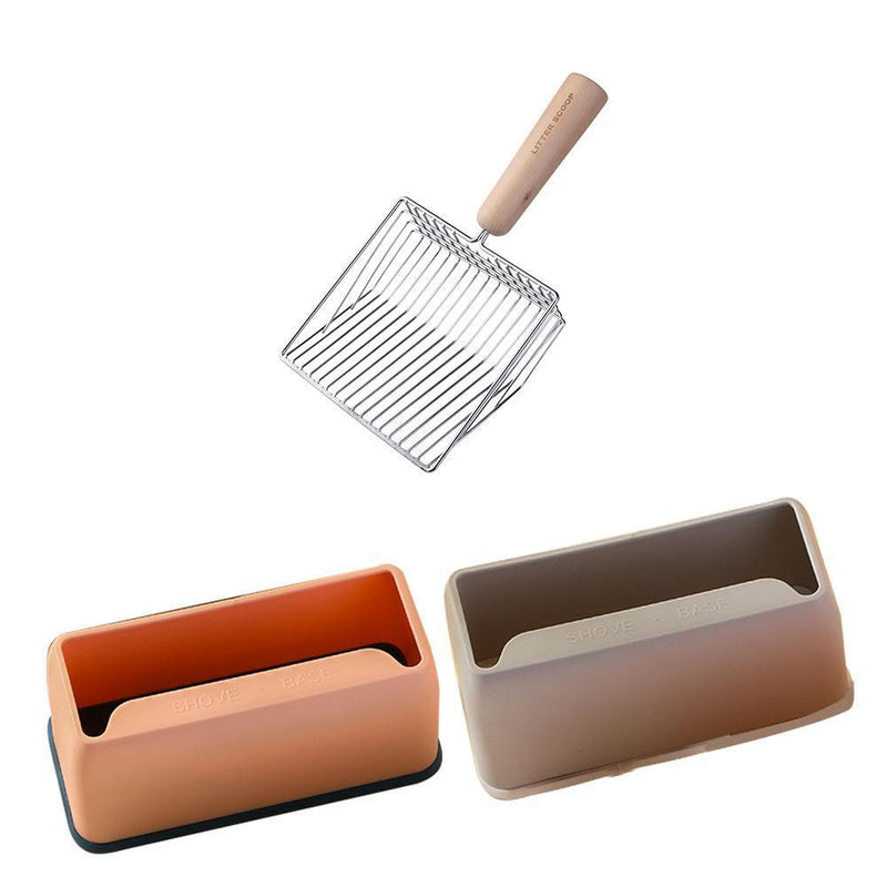 Cat Litter Shovel Wooden Handle Pet Toilet Cleaning Poop Scooper (Metal)
