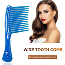 Large Wide Tooth Comb Handle Detangling Reduce Hair Loss Brush Tool (Blue) Newly