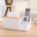 Wood Cover Tissue Storage Box Remote Control Phone Shelf Napkin Holder Case Home