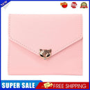Women Simple Trifold PU Leather Short Wallet Solid Color Card Holder (Pink)
